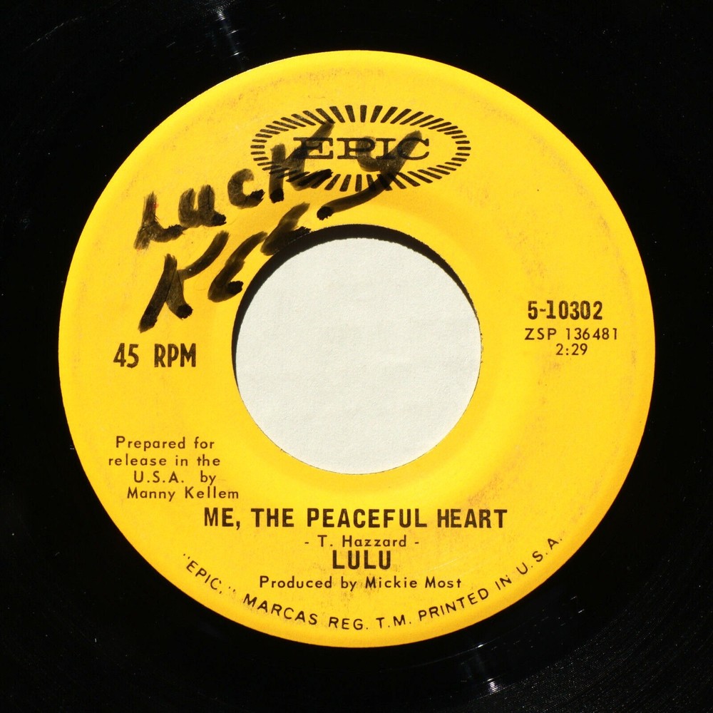 Lulu *Me, The Peaceful Heart/Look Out 45 rpm Vinyl 7" Single Record 5-10302 1968